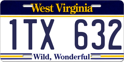 WV license plate 1TX632