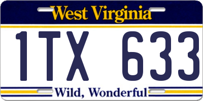 WV license plate 1TX633