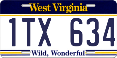 WV license plate 1TX634