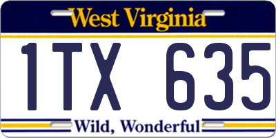 WV license plate 1TX635