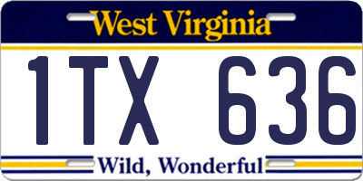 WV license plate 1TX636