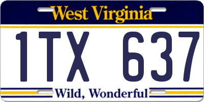 WV license plate 1TX637