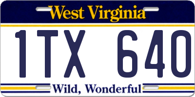 WV license plate 1TX640