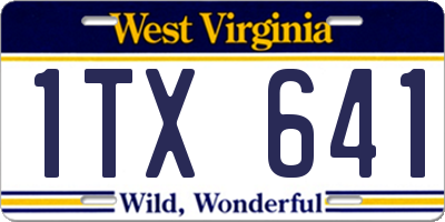 WV license plate 1TX641