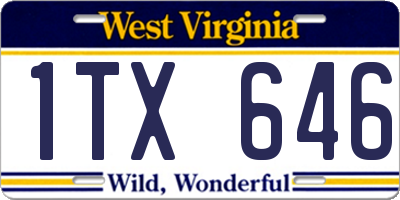 WV license plate 1TX646