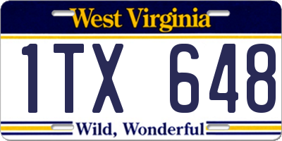 WV license plate 1TX648