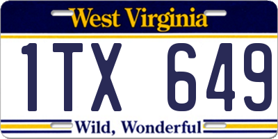 WV license plate 1TX649