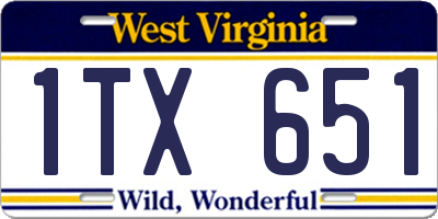 WV license plate 1TX651