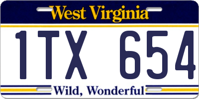 WV license plate 1TX654
