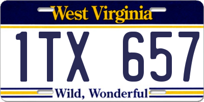 WV license plate 1TX657