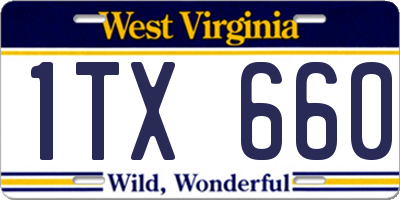 WV license plate 1TX660