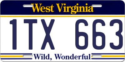 WV license plate 1TX663