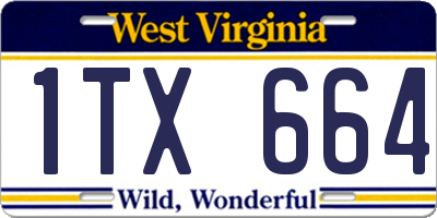 WV license plate 1TX664