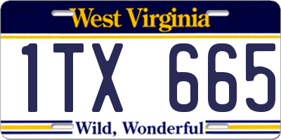 WV license plate 1TX665