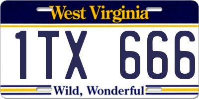 WV license plate 1TX666