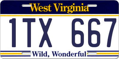 WV license plate 1TX667