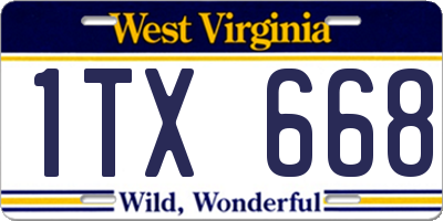 WV license plate 1TX668