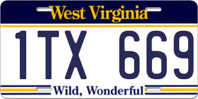 WV license plate 1TX669