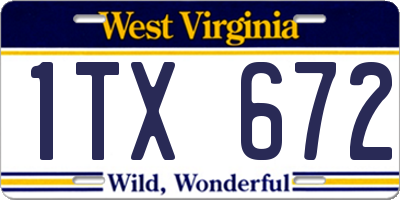 WV license plate 1TX672