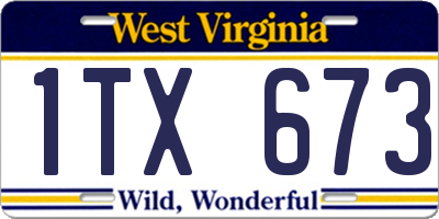 WV license plate 1TX673