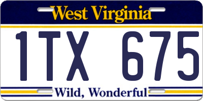 WV license plate 1TX675