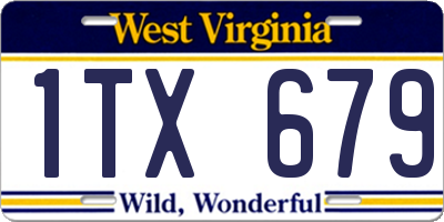 WV license plate 1TX679