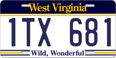 WV license plate 1TX681
