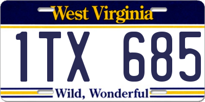 WV license plate 1TX685