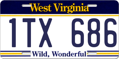 WV license plate 1TX686