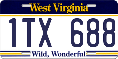 WV license plate 1TX688