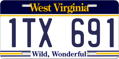 WV license plate 1TX691