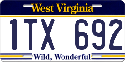 WV license plate 1TX692