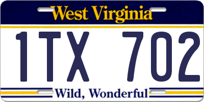 WV license plate 1TX702