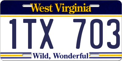 WV license plate 1TX703