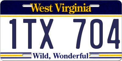 WV license plate 1TX704