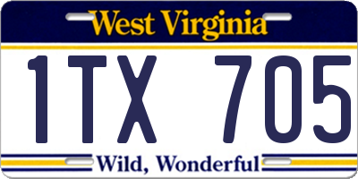 WV license plate 1TX705