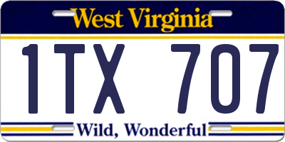 WV license plate 1TX707