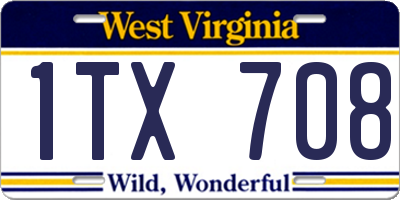 WV license plate 1TX708
