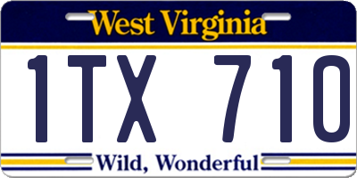 WV license plate 1TX710