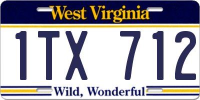 WV license plate 1TX712