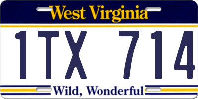 WV license plate 1TX714
