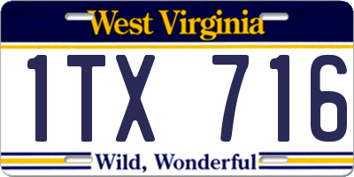 WV license plate 1TX716