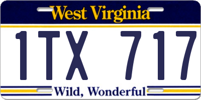 WV license plate 1TX717