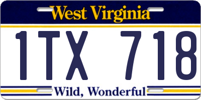 WV license plate 1TX718