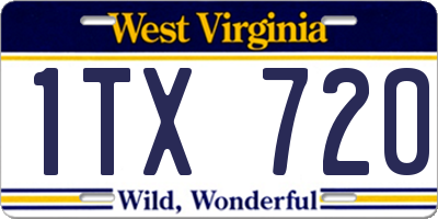 WV license plate 1TX720