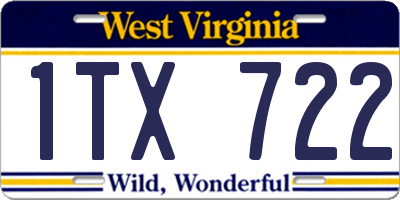 WV license plate 1TX722