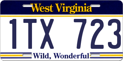 WV license plate 1TX723