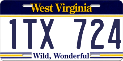 WV license plate 1TX724