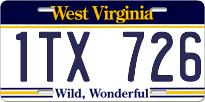 WV license plate 1TX726