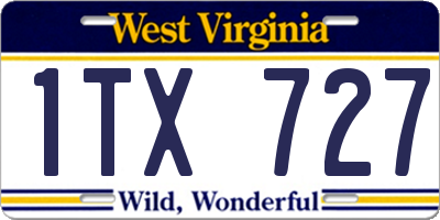 WV license plate 1TX727